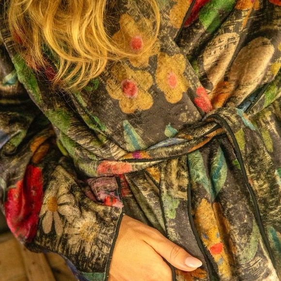 NWT NATURAL LIFE COZY BLANKET ROBE wildflowers midi SMALL - Picture 5 of 5